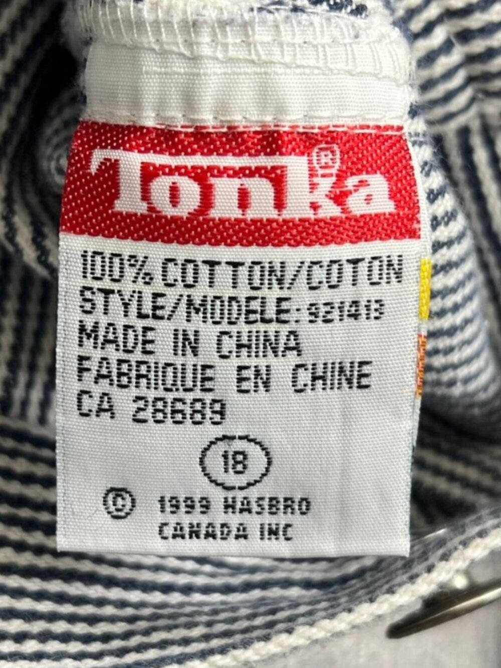 Vintage 1999 Tonka Construction Wear Hickory Stripe Denim Jacket 18M - Picture 6 of 6